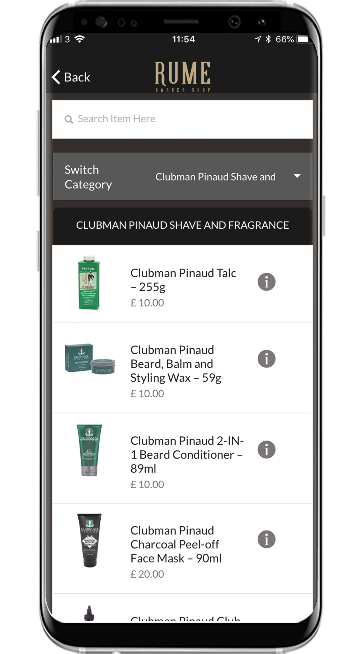 Shop our great products with our brand new app for Rume Barbers. Available to download for both iPhone and Android.